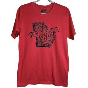 Georgia Girl Heather Red Black Printed T-Shirt Short Sleeve Sz SMALL